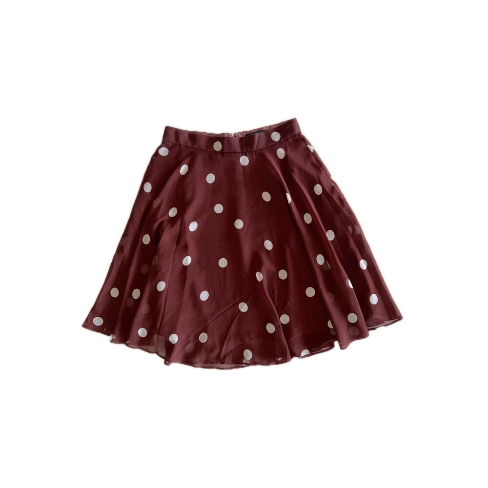 Ann Taylor Burgundy/Brown Polka Dot A-line Petite Skirt – Size 00P